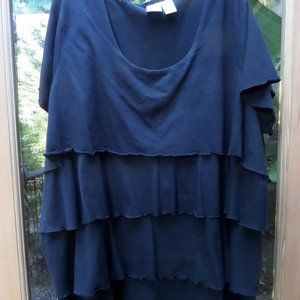 Black short sleeve shirt with ruffles